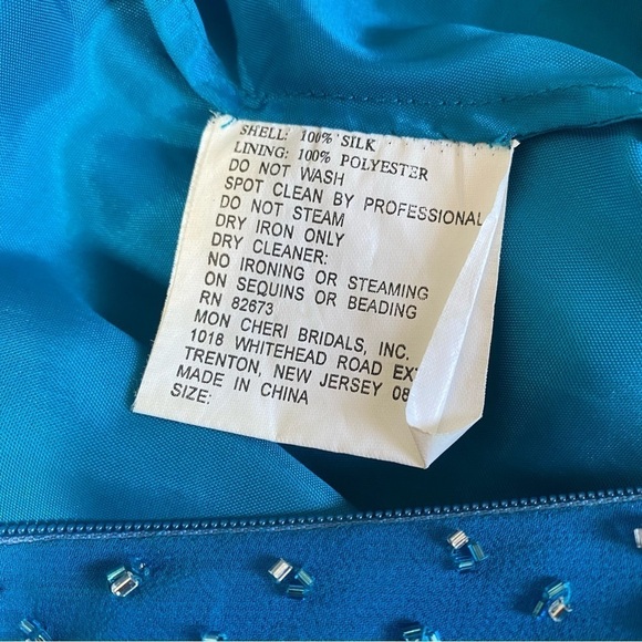 Blue Silk Gala Formal Dress Shimmering Sequins Size 10 - Picture 10 of 11